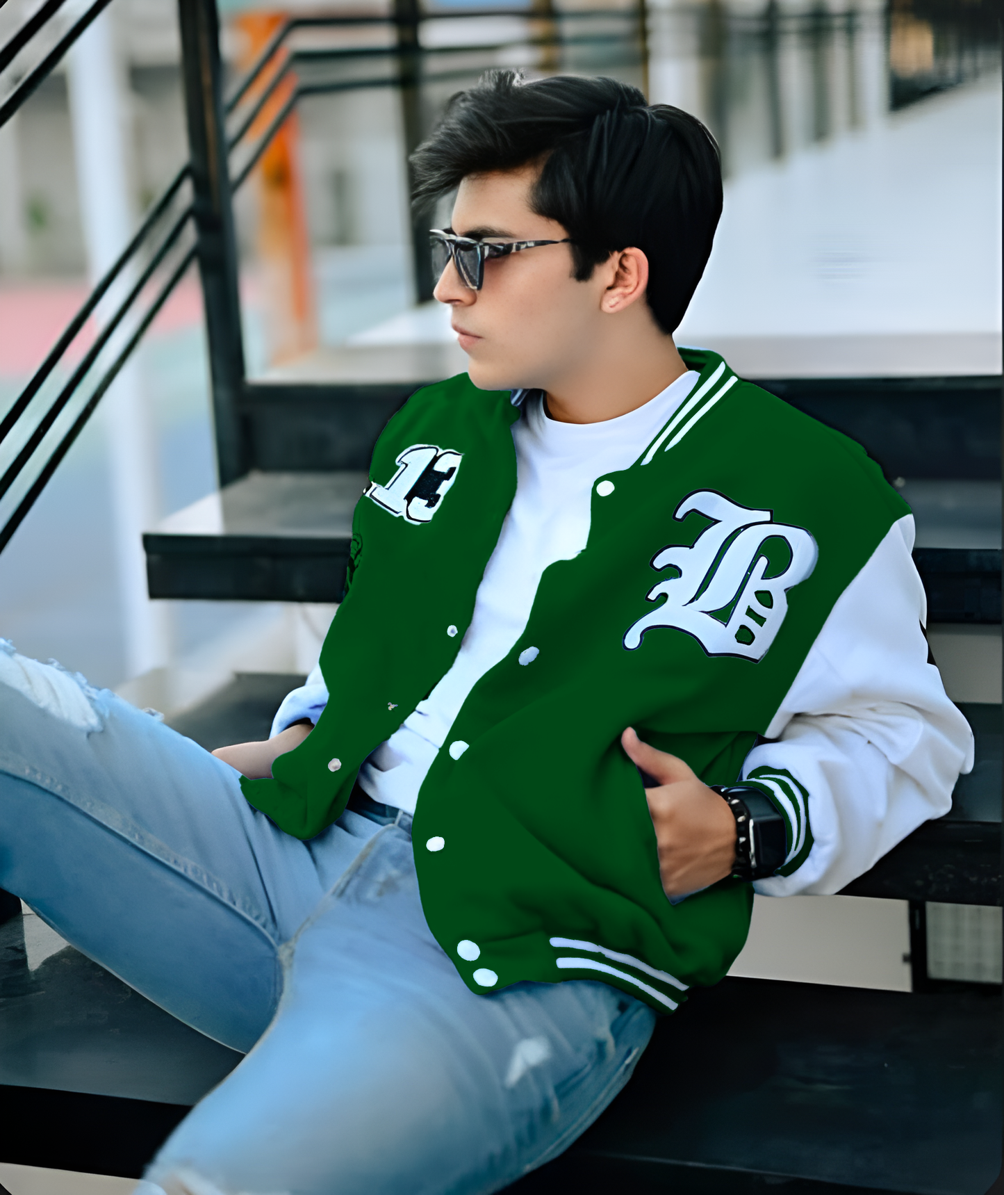 LA Letterman Jacket Green | Varsity Jackets | The Divine Shop | Unisex - Premium Baseball Jacket from The Divine Shop - Just Rs.2999! Shop now at The Divine Shop