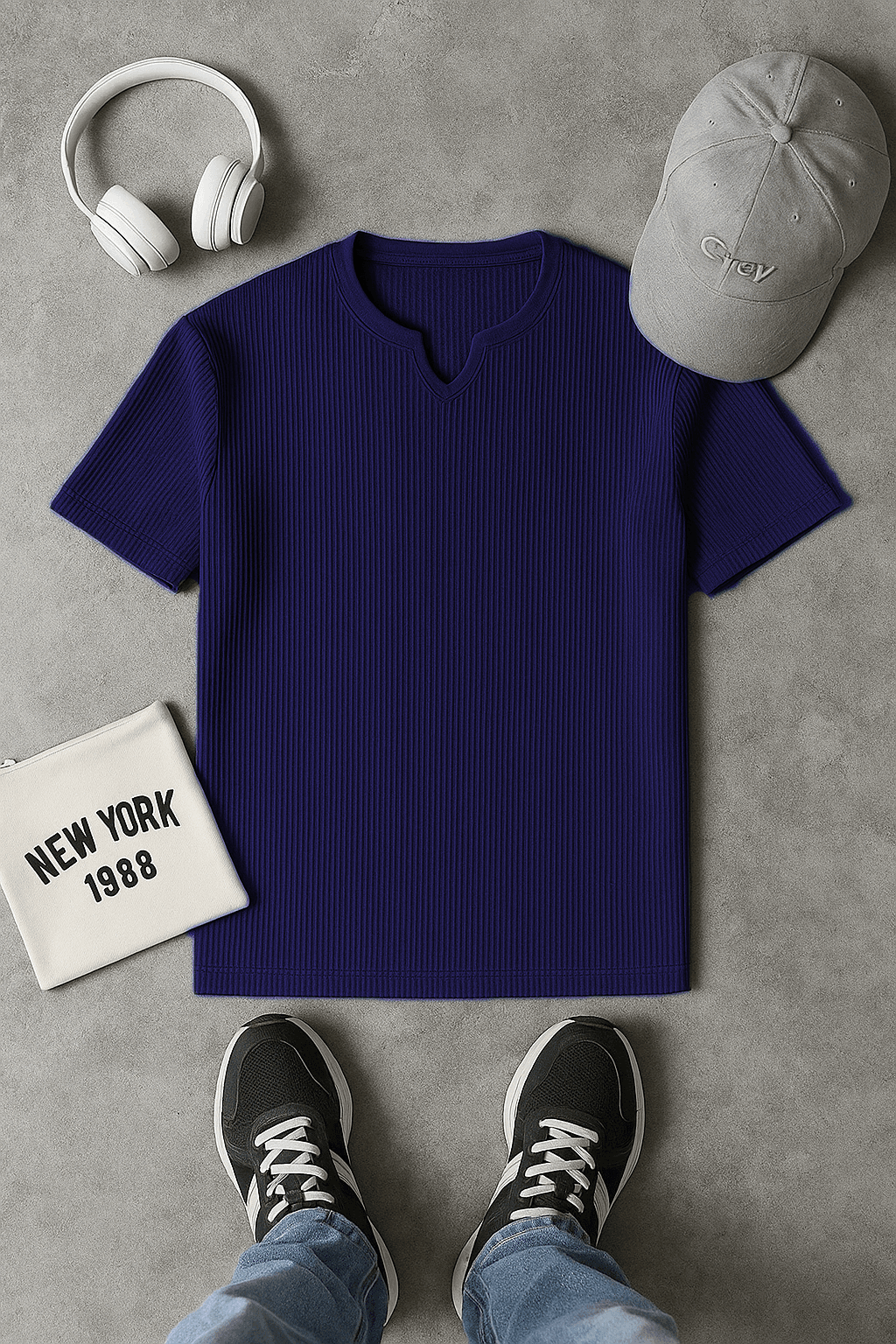 2 with 1 free v - shape t-shirt mens cotton knitted - The Divine Shop