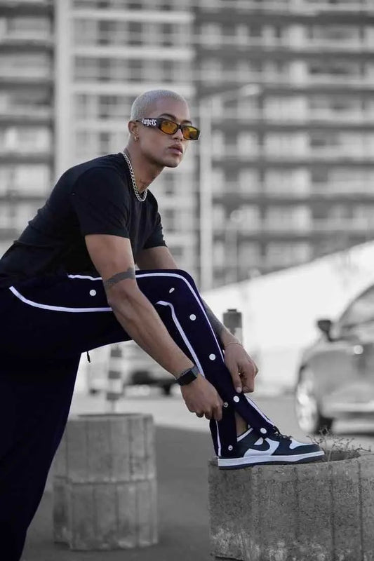 Button stripe Aestehtic Sweatpants Jogger Style - Premium Trouser from The Divine Shop - Just Rs.2250! Shop now at The Divine Shop