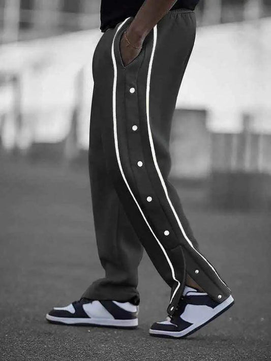 Button stripe Aestehtic Sweatpants Jogger Style (Steel Grey ) - Premium Trouser from The Divine Shop - Just Rs.2250! Shop now at The Divine Shop