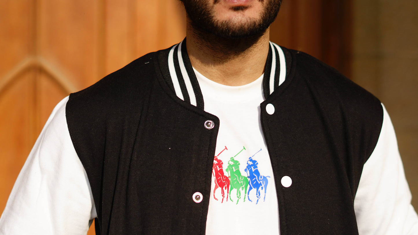 Black and white baseball varsity jacket divine shop - The Divine Shop