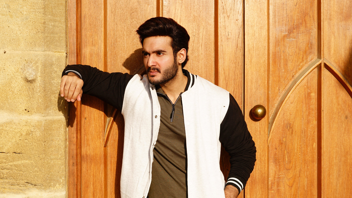 Zero Grey & White Baseball Varsity Jacket - Stylish & Classic Outerwear | The Divine Shop - Premium Baseball Jacket from The Divine Shop - Just Rs.2999! Shop now at The Divine Shop