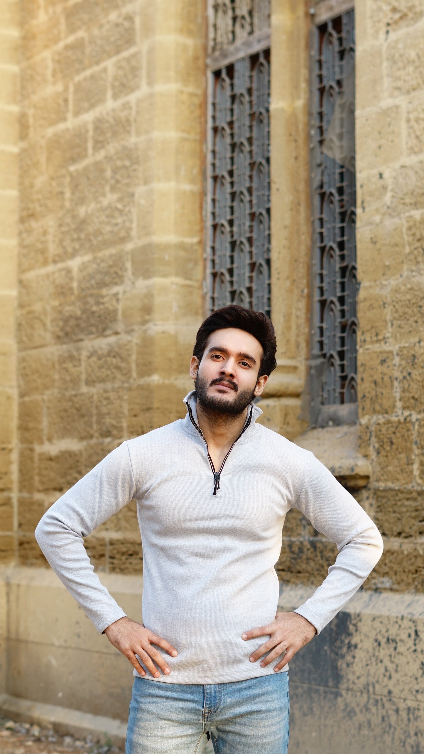 Mens half zipper knitted long sleeves shirts - Premium Sweatshirts from The Divine Shop - Just Rs.1799! Shop now at The Divine Shop