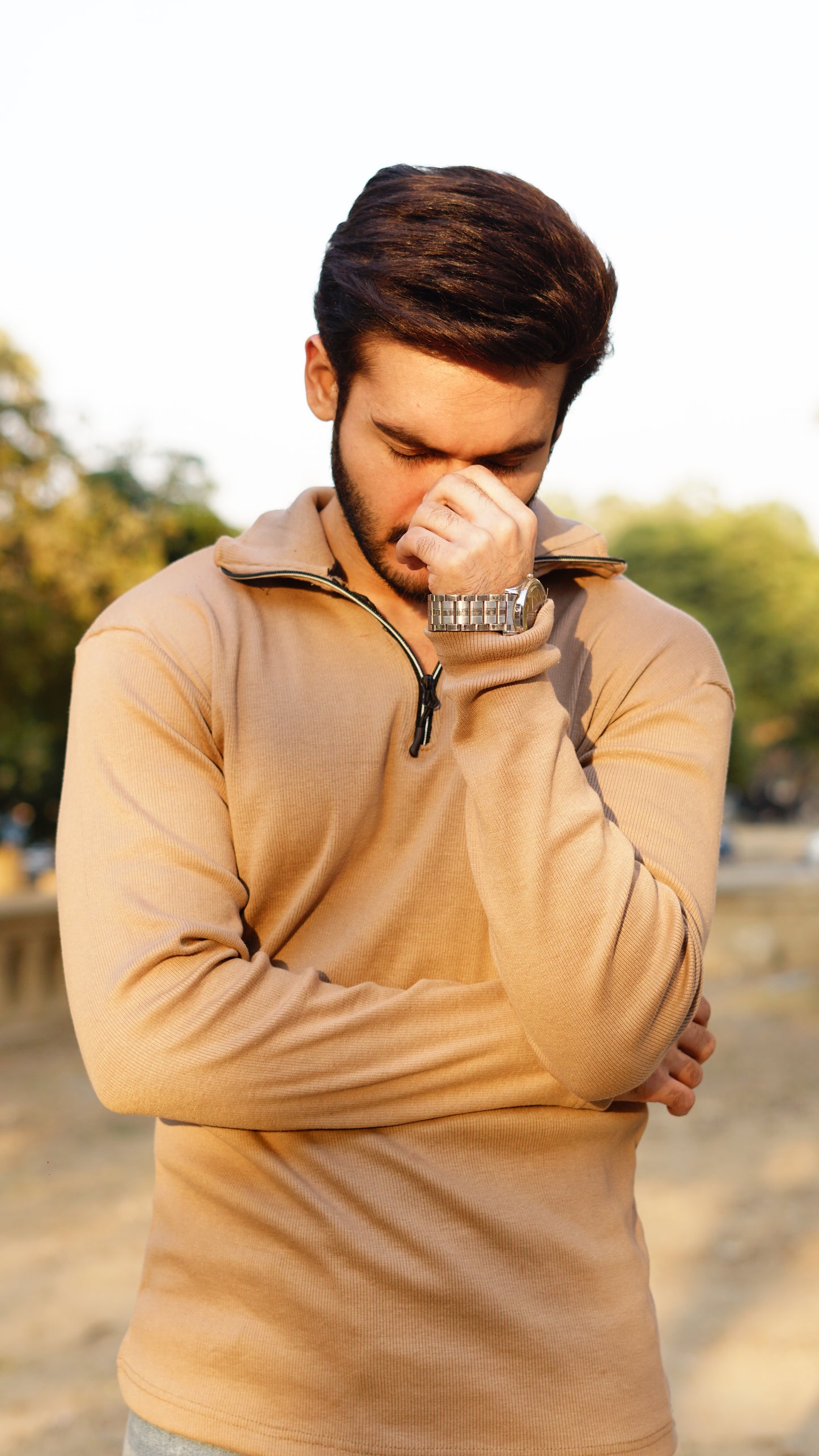 Mens half zipper knitted long sleeves shirts - Premium Sweatshirts from The Divine Shop - Just Rs.1799! Shop now at The Divine Shop