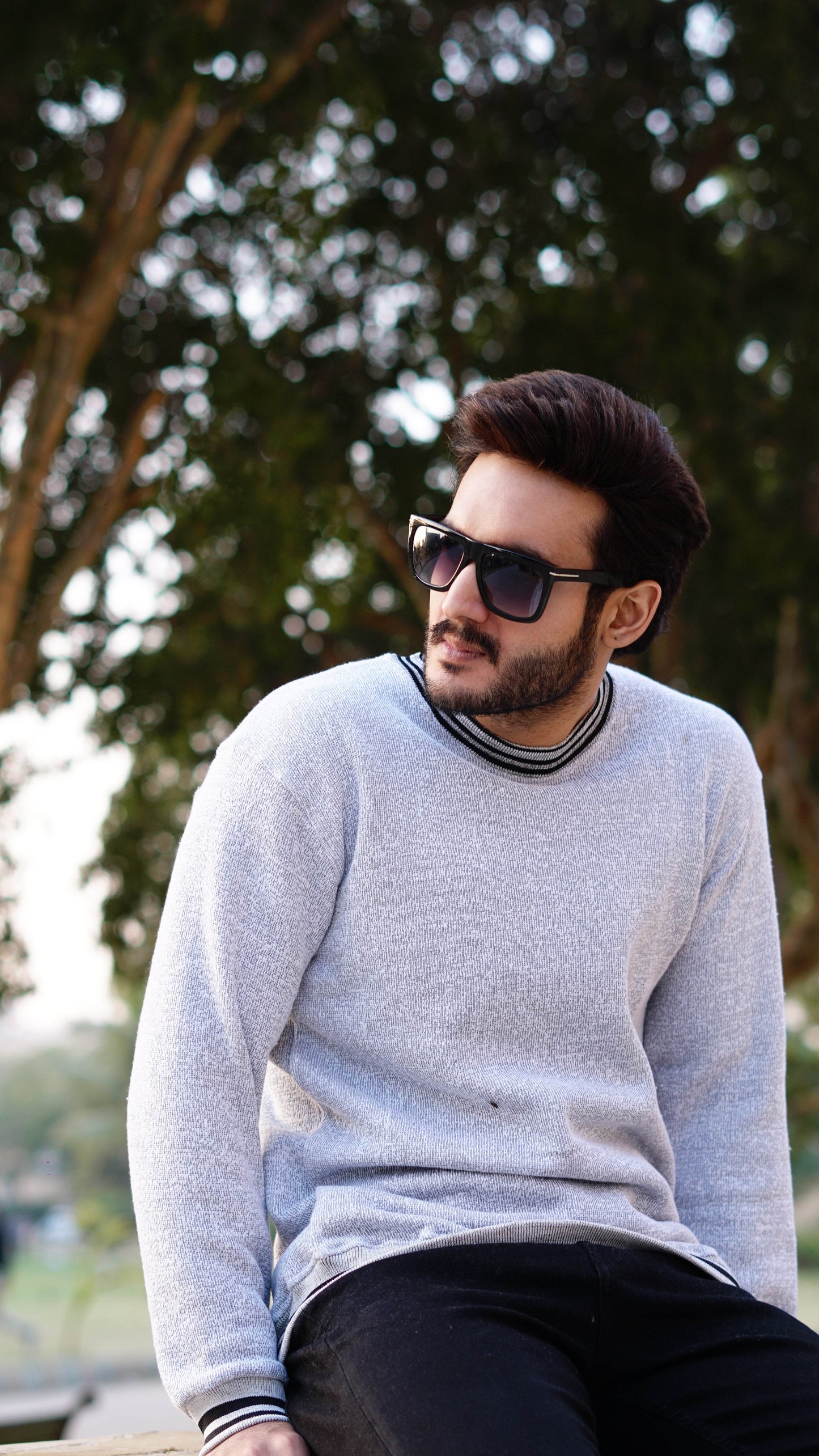 Mens gray twist yarn sweatshirts - The Divine Shop