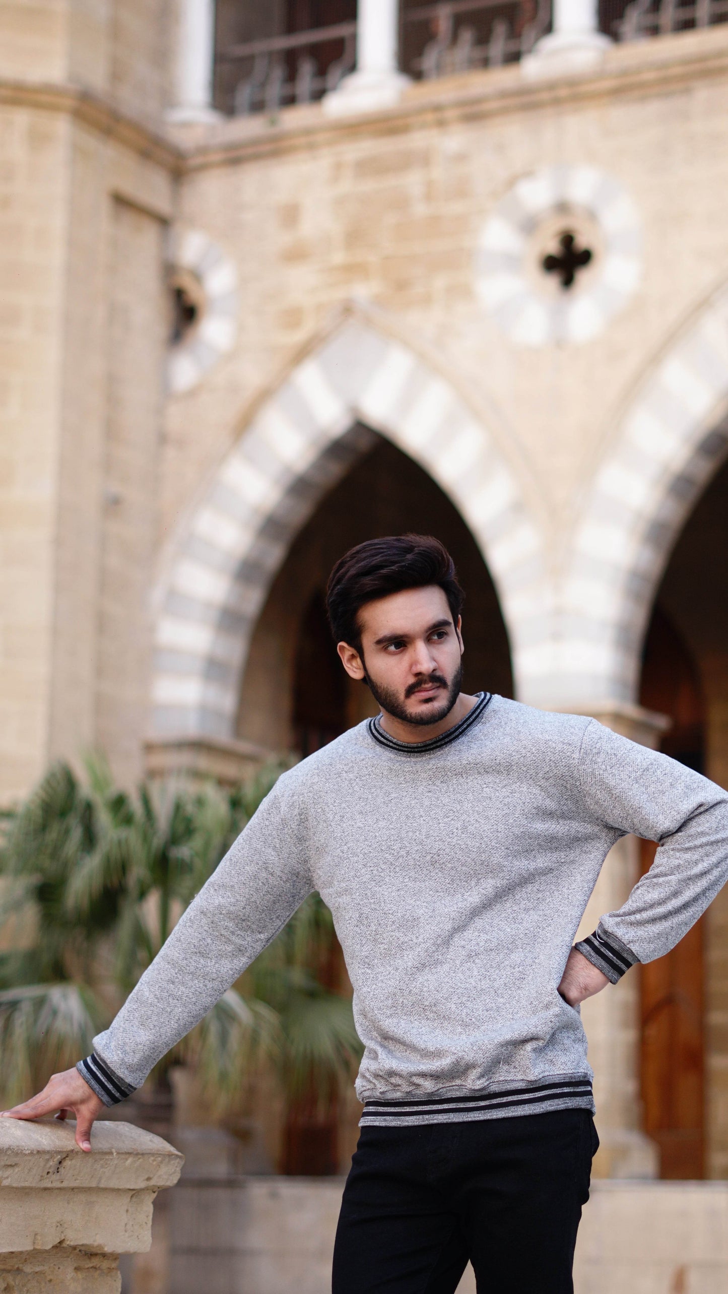 Mens gray twist yarn sweatshirts - The Divine Shop