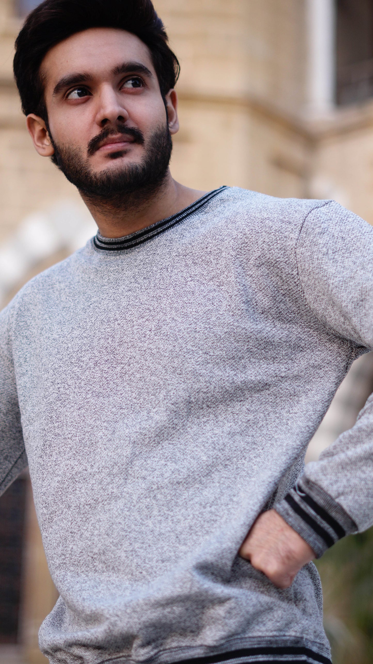 Mens gray twist yarn sweatshirts - The Divine Shop