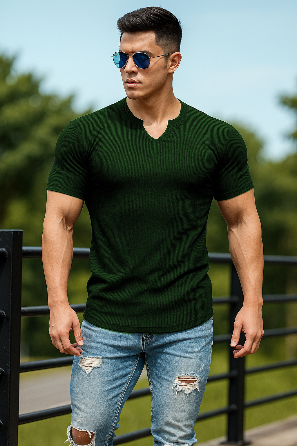 Mens knitted half sleeves shirt