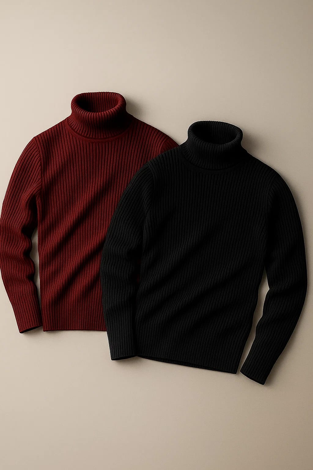 Bundle of 2 Folded turtleneck sweaters basic high neck tops - The Divine Shop