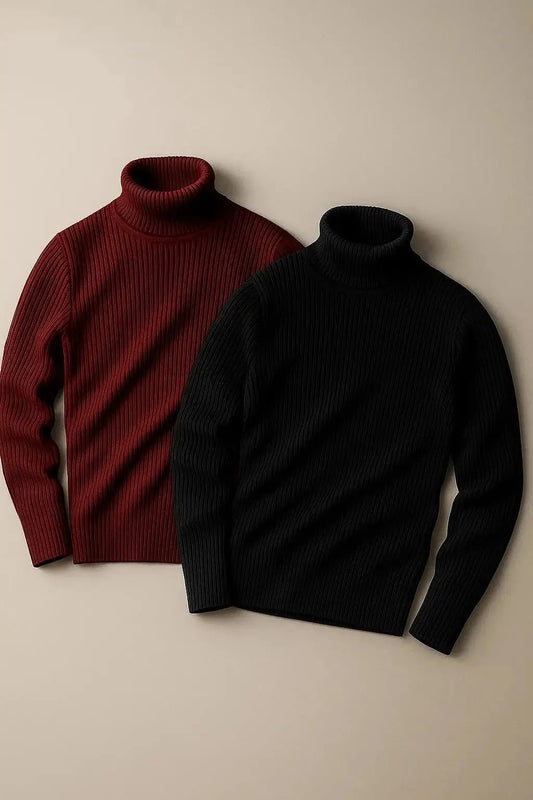 Bundle of 2 Folded turtleneck sweaters basic high neck tops - Premium High Neck from The Divine Shop - Just Rs.2499! Shop now at The Divine Shop