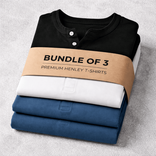 Bundles of 3 –Men’s Slim Fit Henley T-Shirt - The Divine Shop