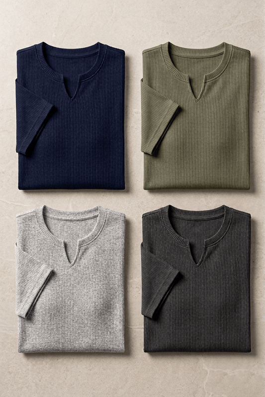 Bundles of 4 v - shape t-shirt cotton knitted - The Divine Shop