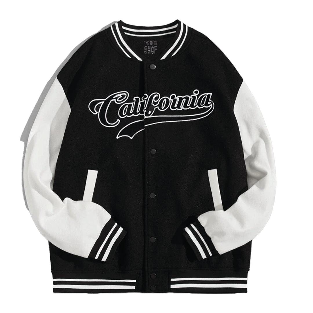 California Printed Baseball Jacket Black and White - Premium Baseball Jacket from The Divine Shop - Just Rs.2999! Shop now at The Divine Shop