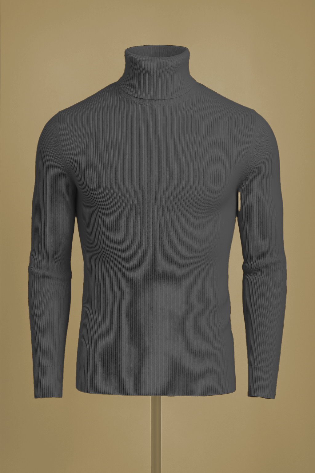 Charcoal Ribbed turtleneck sweater - The Divine Shop