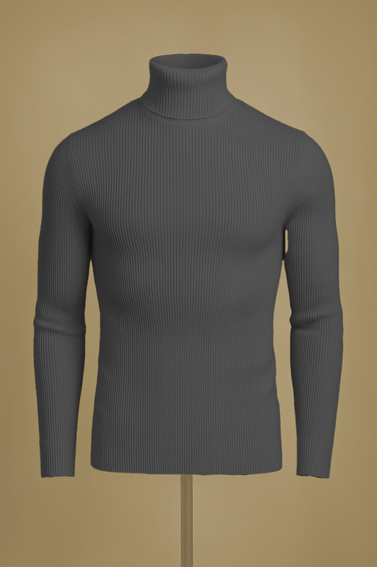Charcoal Ribbed turtleneck sweater - The Divine Shop