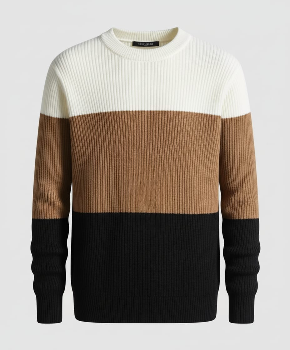 Color blocked ribbed knit sweatshirt style - Premium Sweatshirts from The Divine Shop - Just Rs.2499! Shop now at The Divine Shop