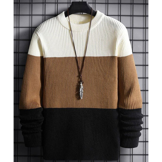 Color blocked ribbed knit sweatshirt style - The Divine Shop
