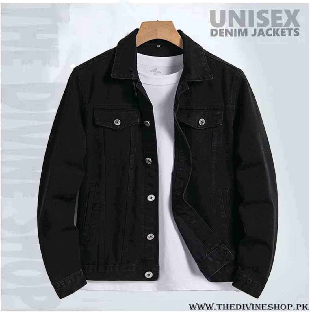 Export quality black denim jacket - The Divine Shop