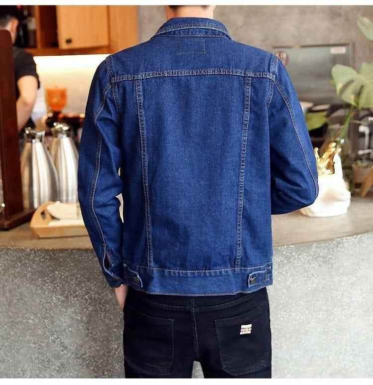 Blue denim jacket with hoodie export quality - The Divine Shop