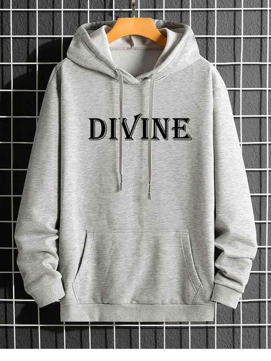 Gray cotton fleece hooded sweatshirt - The Divine Shop