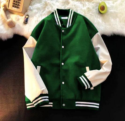 Green Baseball Varsity Jacket - Stylish & Classic Outerwear | The Divine Shop - The Divine Shop
