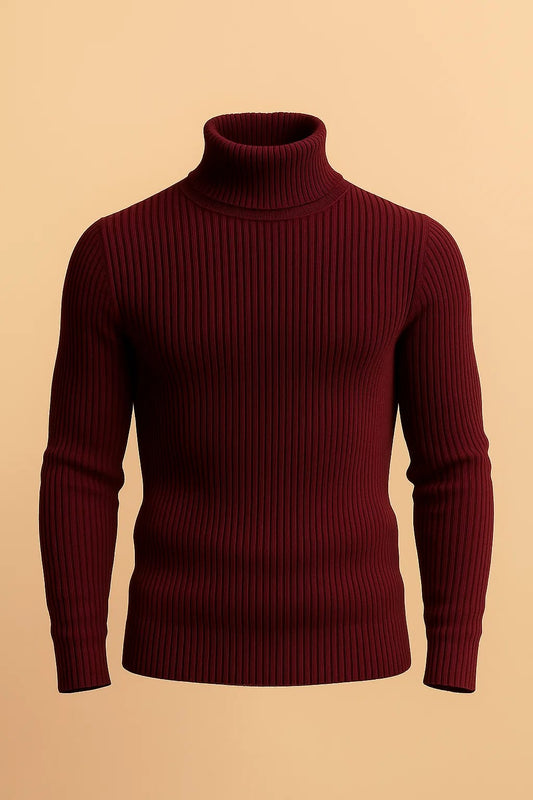 Maroon long sleeve turtleneck shirt - The Divine Shop