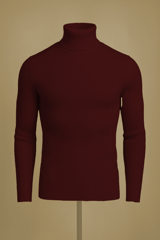 Maroon long sleeve turtleneck shirt - The Divine Shop