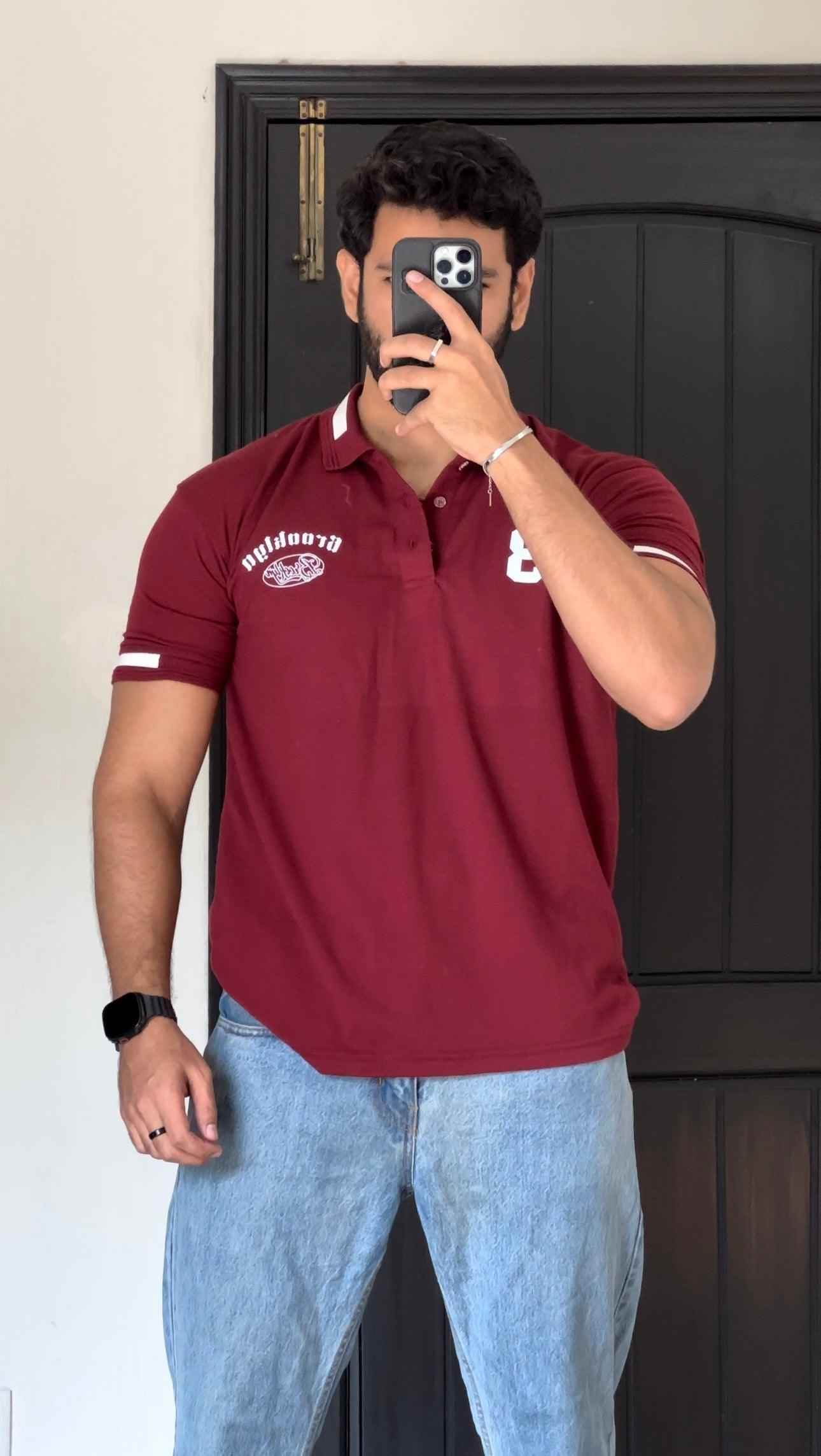 Maroon manfinity homme polo shirt - The Divine Shop