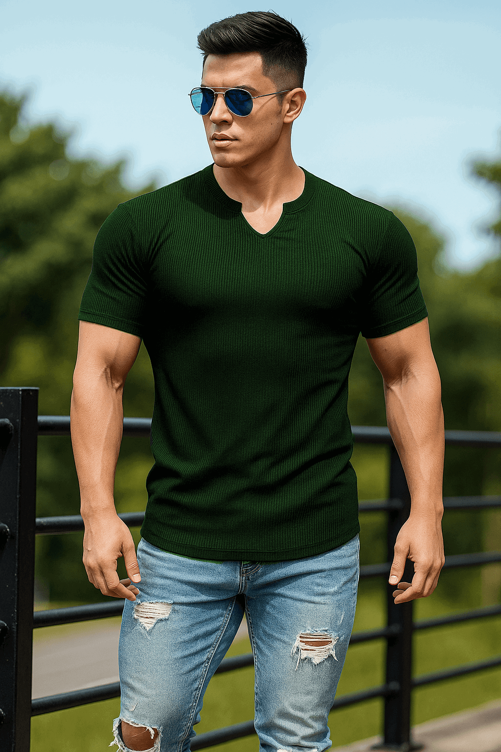 Mens knitted half sleeves shirt - The Divine Shop