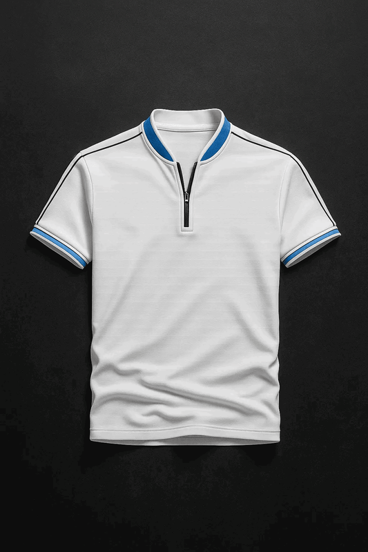 Mens White madmext smoked polo neck shirts - The Divine Shop