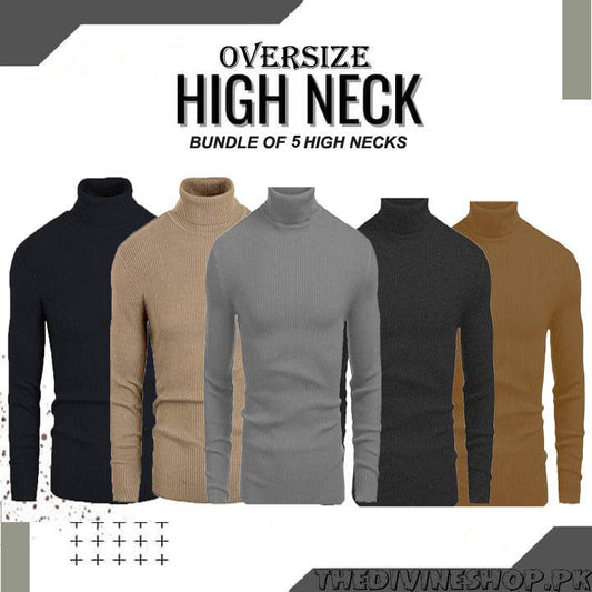 OverSize Bundles Of 5 Basic High Neck - The Divine Shop