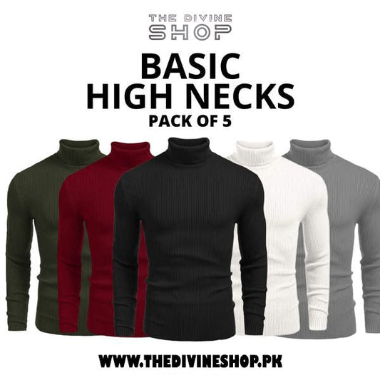 OverSize Bundles Of 5 Basic High Neck - The Divine Shop