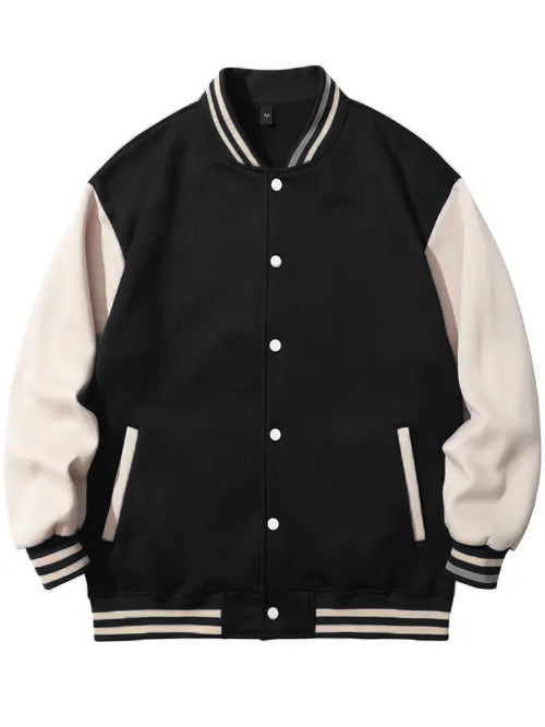 Black Baseball Varsity Jacket - Stylish & Classic Outerwear | The Divine Shop - Premium Baseball Jacket from The Divine Shop - Just Rs.2250! Shop now at The Divine Shop