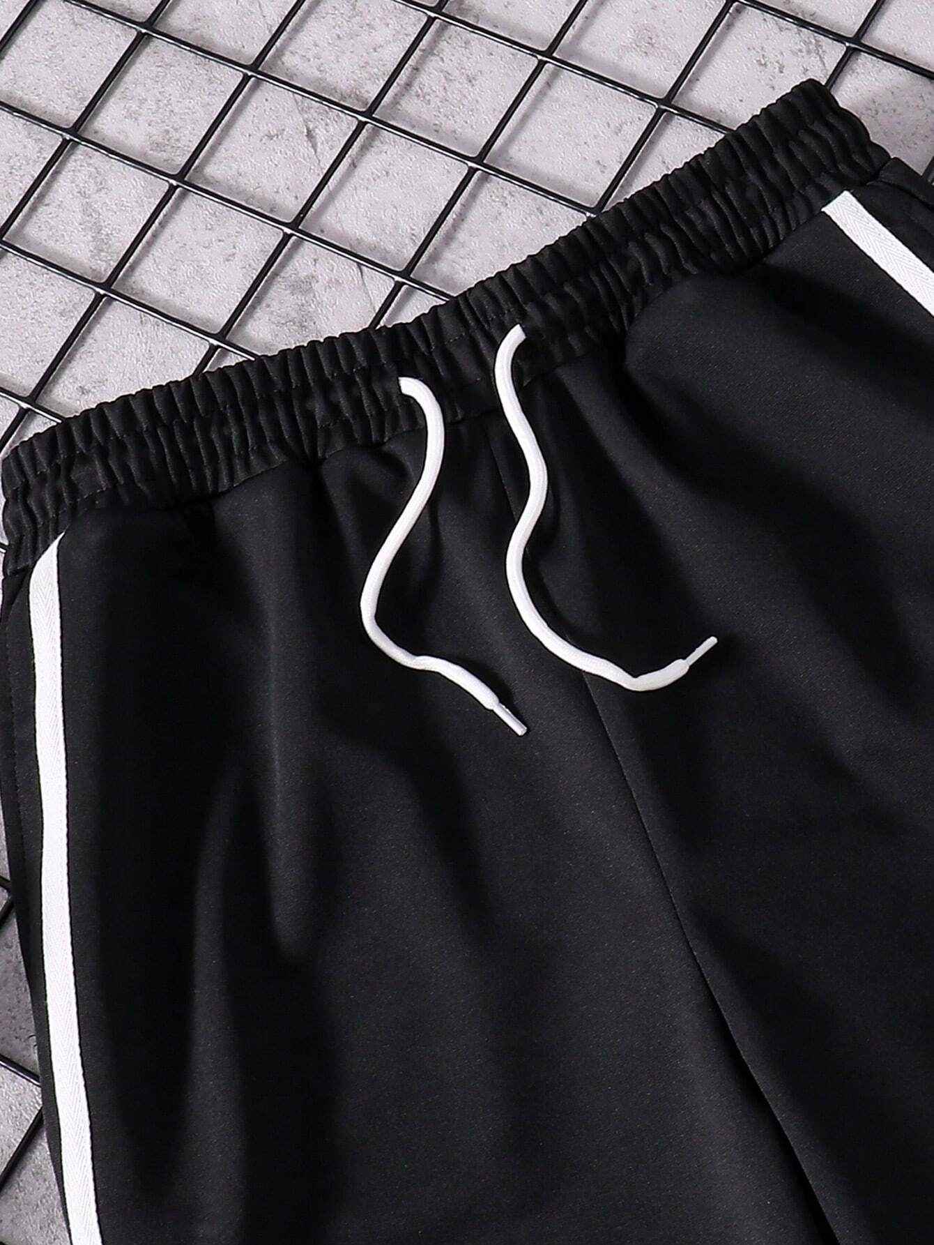 Button stripe Aestehtic Sweatpants Jogger Style ( Black ) - The Divine Shop