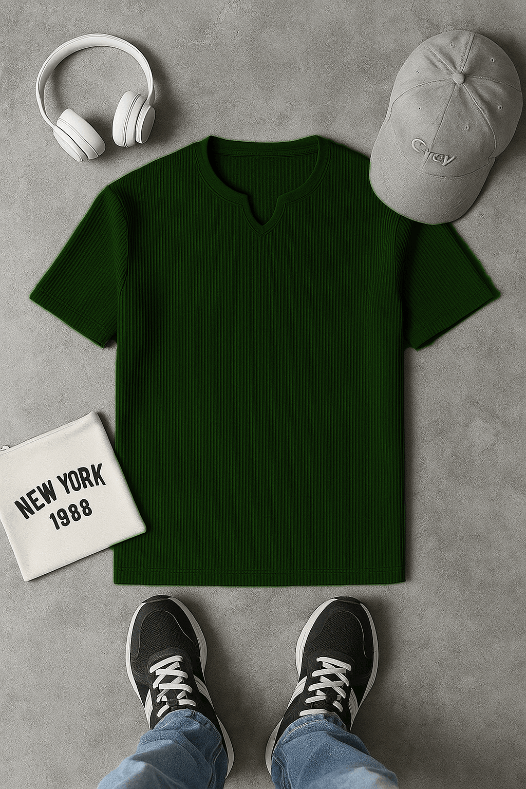 2 with 1 free v-shape t-shirt mens cotton knitted - Premium waffle knitted t-shirt from The Divine Shop - Just Rs.2399! Shop now at The Divine Shop