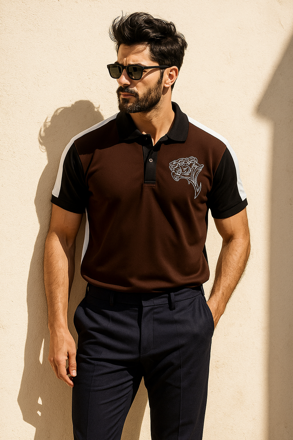 Mens premium cheeta polo brown black - Premium Polo T-Shirt from The Divine Shop - Just Rs.2399! Shop now at The Divine Shop
