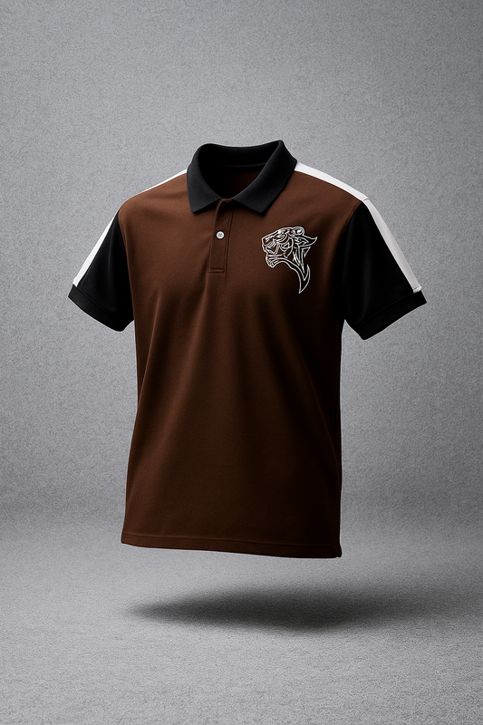 Mens premium cheeta polo brown black
