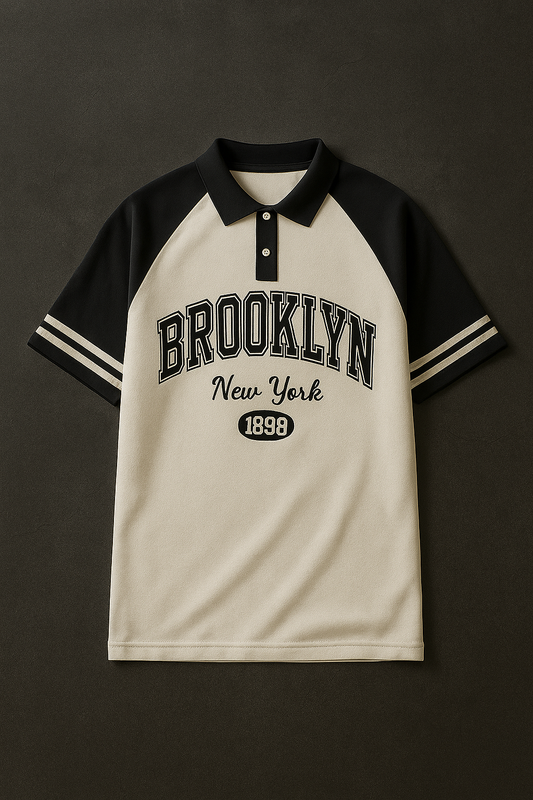 Brookyln printed polo T shirt in jersi
