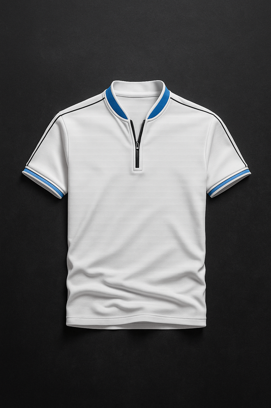 Mens White madmext smoked polo neck shirts