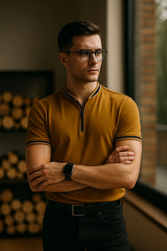 Mens brown madmext smoked polo neck