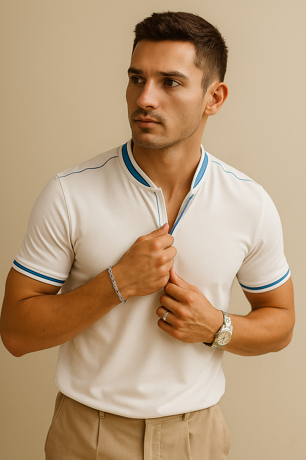 Men's polo shirts smoked polo neck