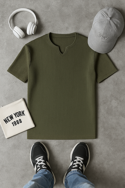 3 with 1 free v-shape t-shirt mens cotton knitted