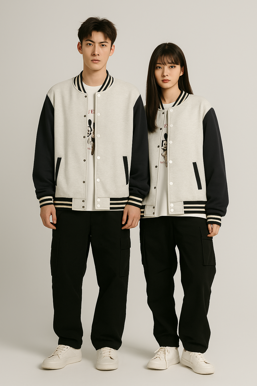 Zero Grey Baseball Jacket With Black Sleeves