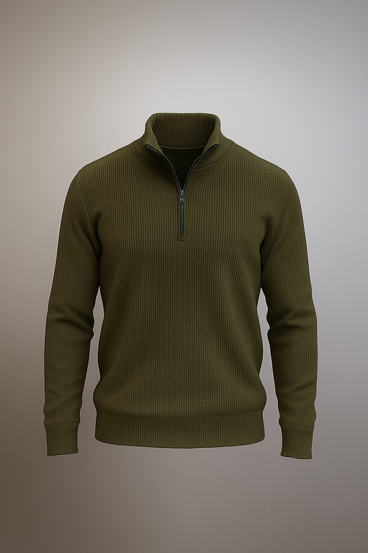Mens half zipper knitted long sleeves shirts