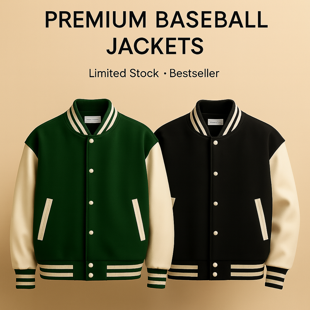 PACK OF 2 – PREMIUM BASEBALL JACKETS - Premium Baseball Jacket from The Divine Shop - Just Rs.4999! Shop now at The Divine Shop
