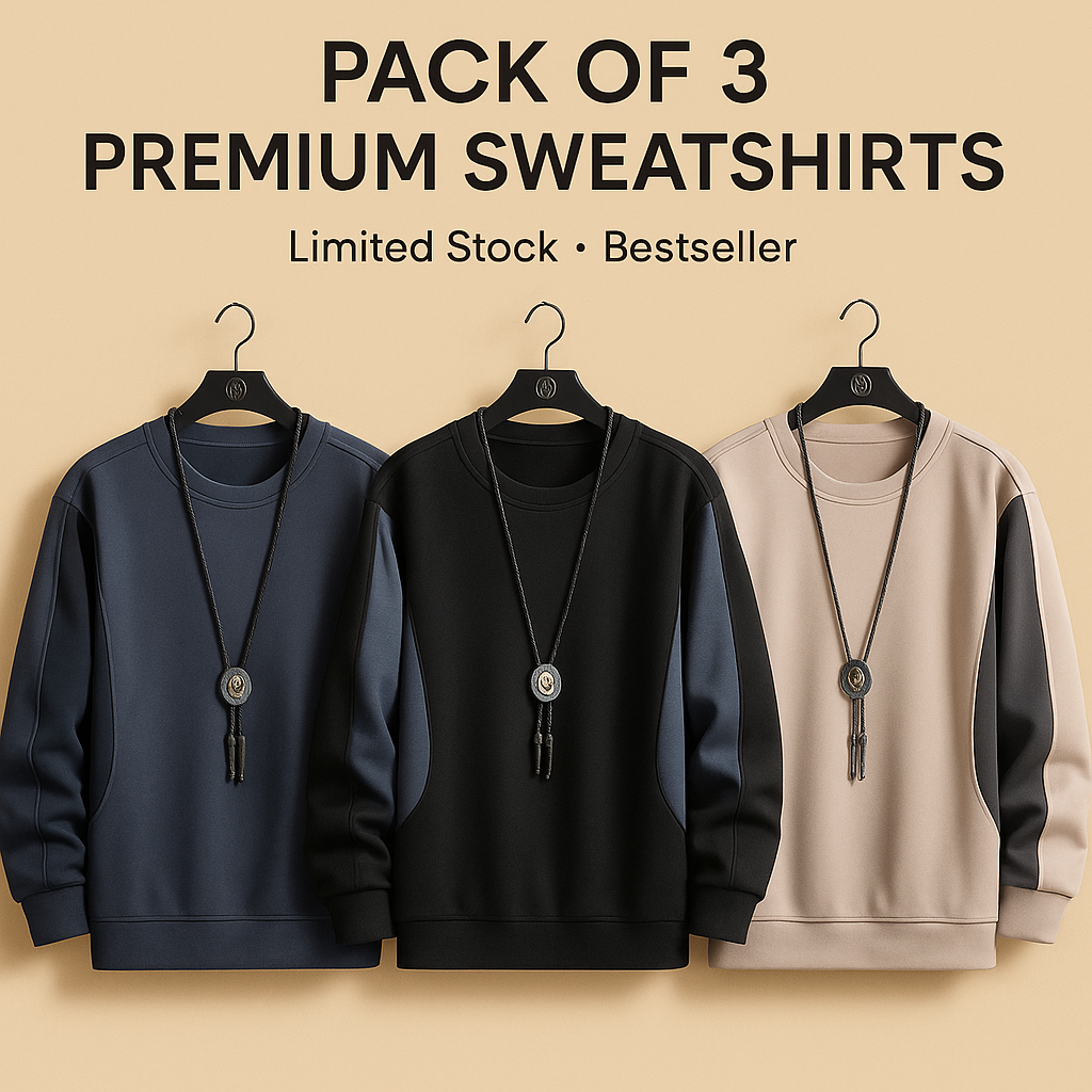 Bundle of 3 Vintage Style Sweatshirt - Premium Sweatshirts from The Divine Shop - Just Rs.4999! Shop now at The Divine Shop