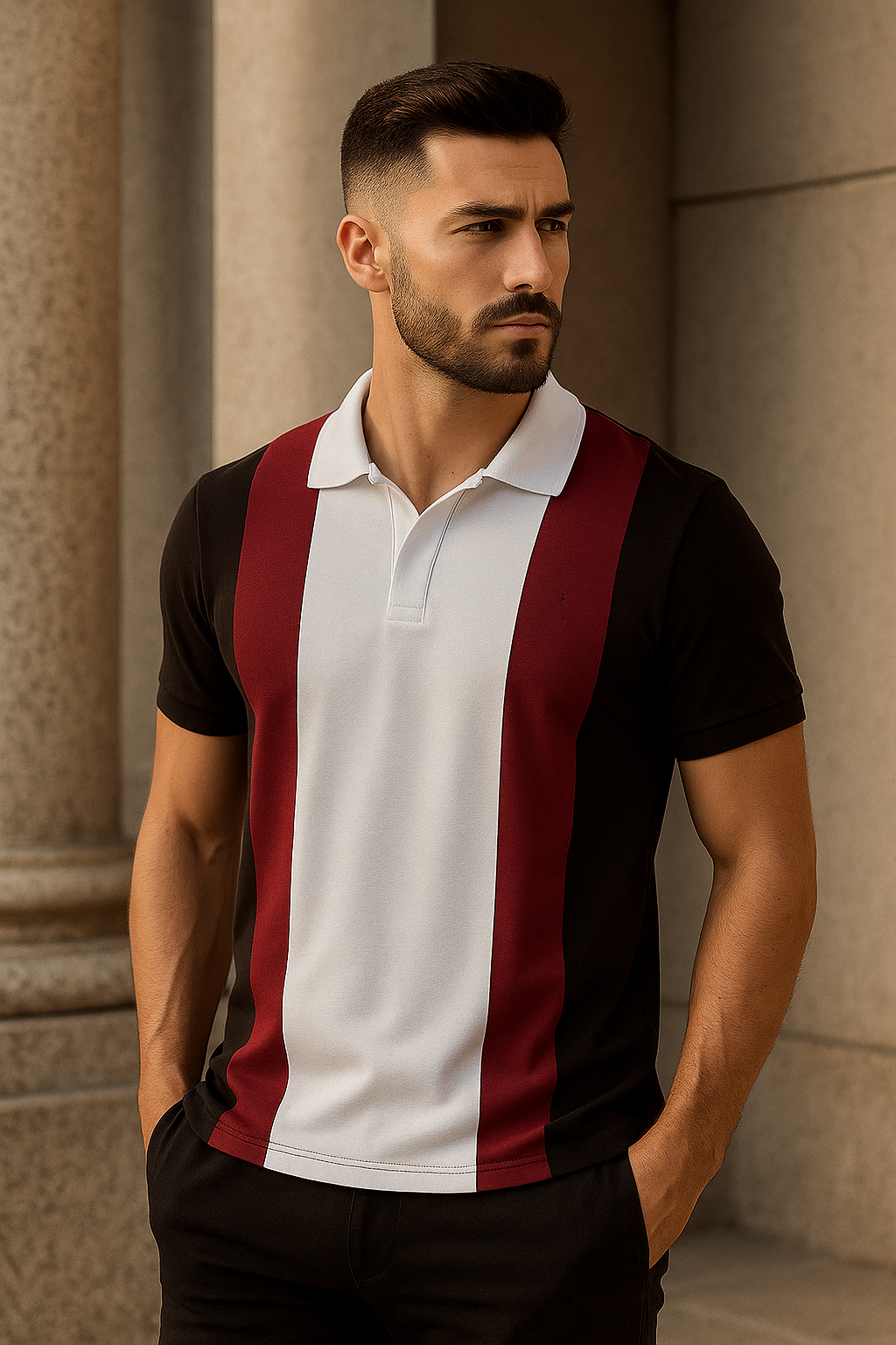 PANEL POLO SHIRT V SHAPED
