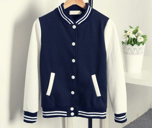 Baseball Jacket Navy Blue and White - Premium Baseball Jacket from The Divine Shop - Just Rs.2499! Shop now at The Divine Shop