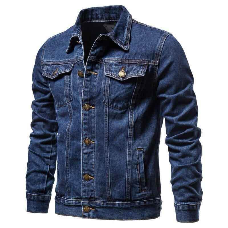 Blue denim jacket with hoodie export quality - The Divine Shop