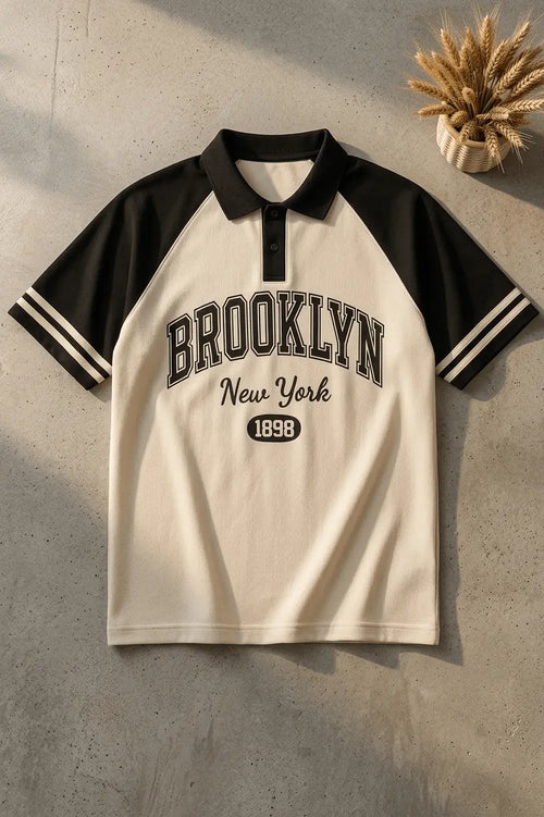 Brookyln printed polo T shirt - The Divine Shop